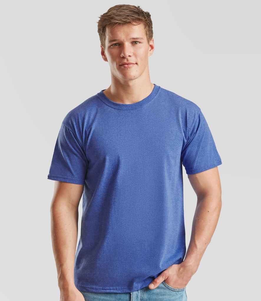 Fruit of the Loom SS6 Heather Royal Model -  Ready to be Printed by Custard Workwear - Cheap Personalised and Customised Workwear in Nottinghamshire, Derbyshire and Leicestershire