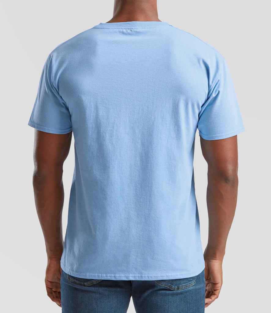Fruit of the Loom SS6 Sky Blue Model -  Ready to be Printed by Custard Workwear - Cheap Personalised and Customised Workwear in Nottinghamshire, Derbyshire and Leicestershire