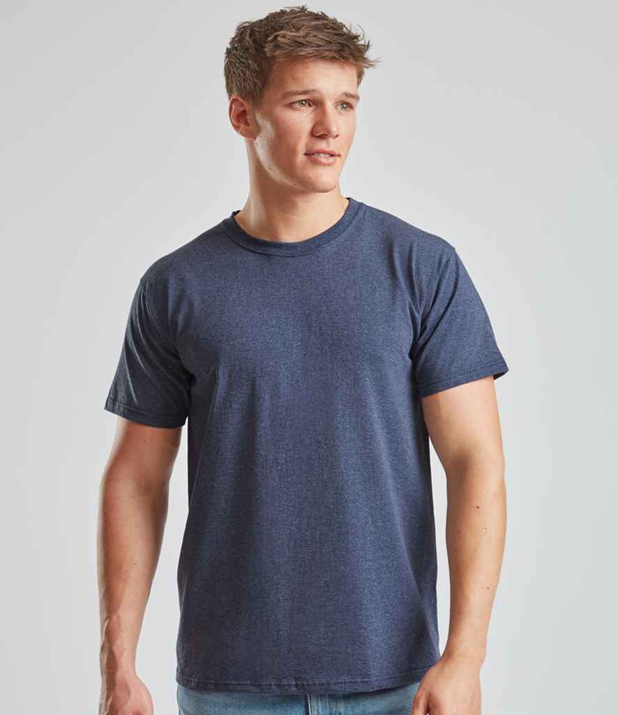 Fruit of the Loom SS6 Heather Navy Model -  Ready to be Printed by Custard Workwear - Cheap Personalised and Customised Workwear in Nottinghamshire, Derbyshire and Leicestershire
