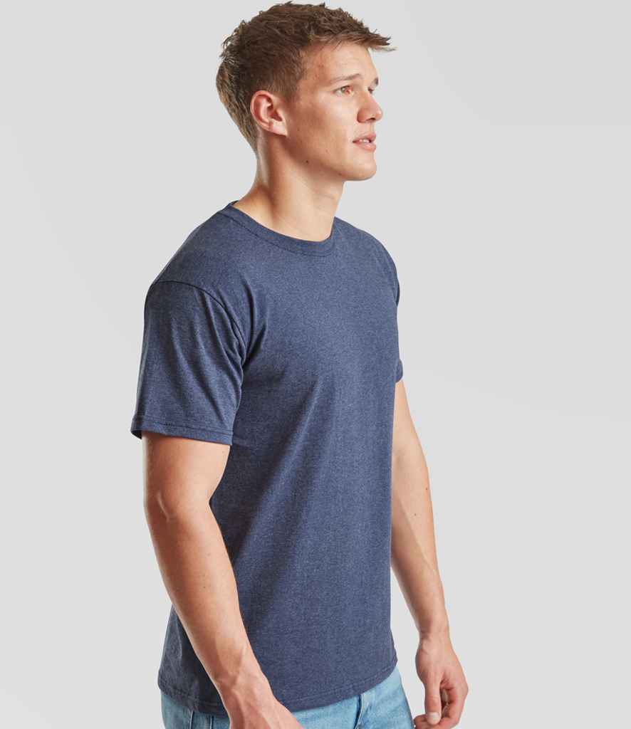 Fruit of the Loom SS6 Heather Navy Model -  Ready to be Printed by Custard Workwear - Cheap Personalised and Customised Workwear in Nottinghamshire, Derbyshire and Leicestershire