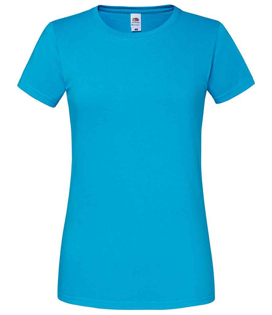 Fruit of the Loom SS720 Azure Front -  Ready to be Embroidered and Printed by Custard Workwear - Cheap Personalised and Customised Workwear in Nottinghamshire, Derbyshire and Leicestershire