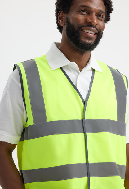 Uneek UC801 - Hi-Vis Vest Ready to be Printed by Custard Workwear - Cheap Personalised and Customised Workwear in Nottinghamshire, Derbyshire and Leicestershire