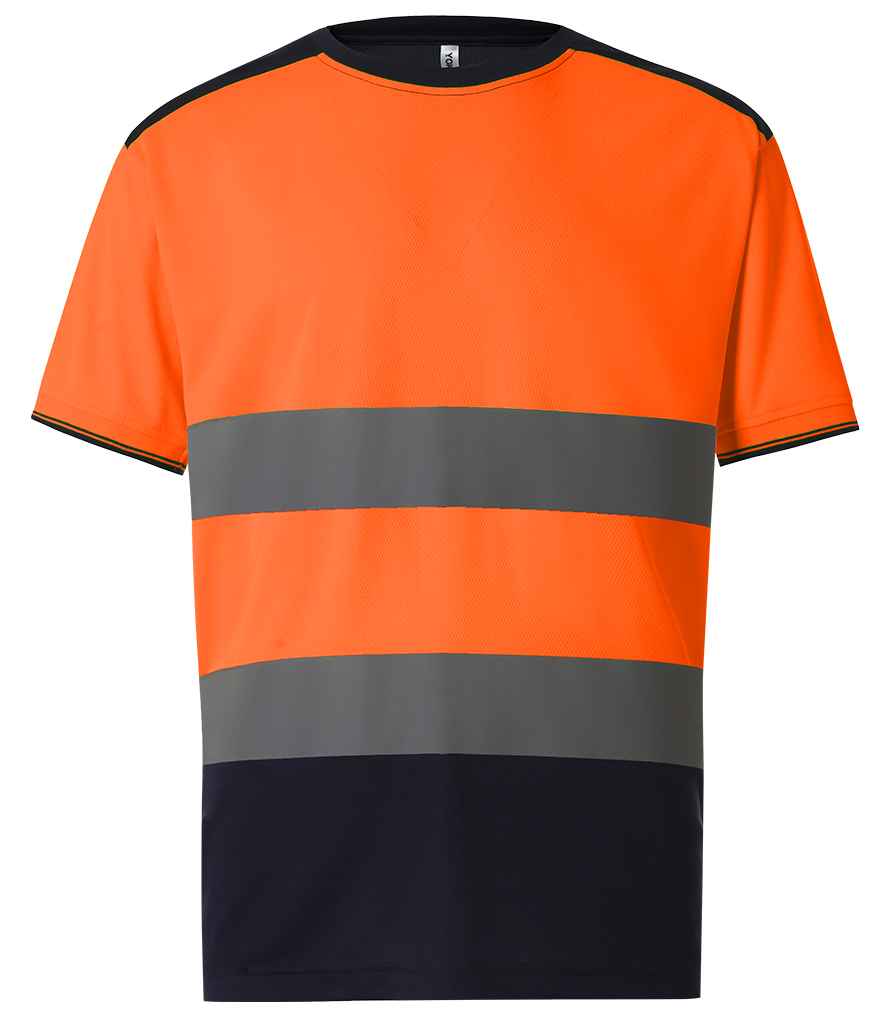 Yoko YK013 Orange/Navy Front -  Ready to be Printed by Custard Workwear - Cheap Personalised and Customised Workwear in Nottinghamshire, Derbyshire and Leicestershire