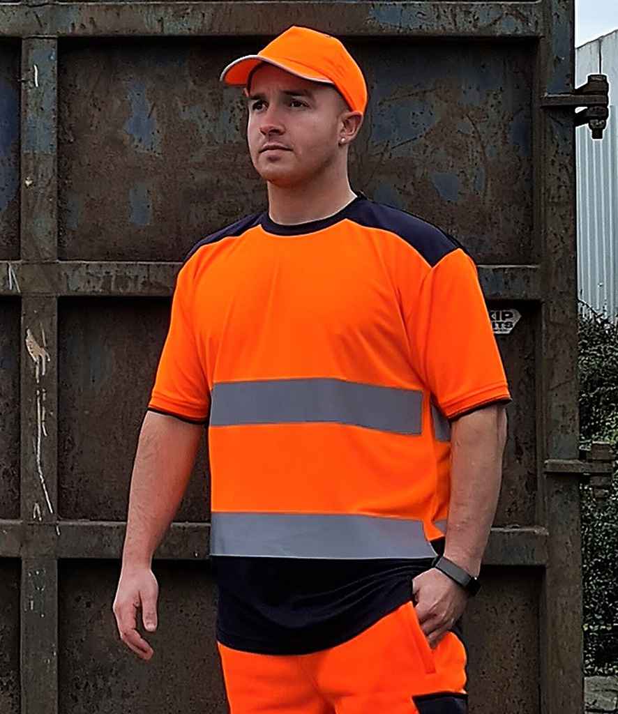 Yoko YK013 Orange/Navy Model -  Ready to be Printed by Custard Workwear - Cheap Personalised and Customised Workwear in Nottinghamshire, Derbyshire and Leicestershire