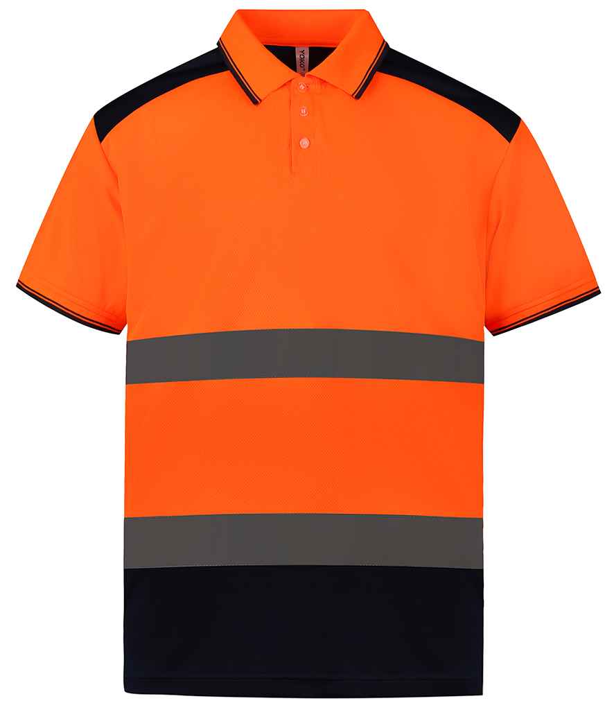 Yoko YK017 Orange/Navy Front -  Ready to be Printed by Custard Workwear - Cheap Personalised and Customised Workwear in Nottinghamshire, Derbyshire and Leicestershire