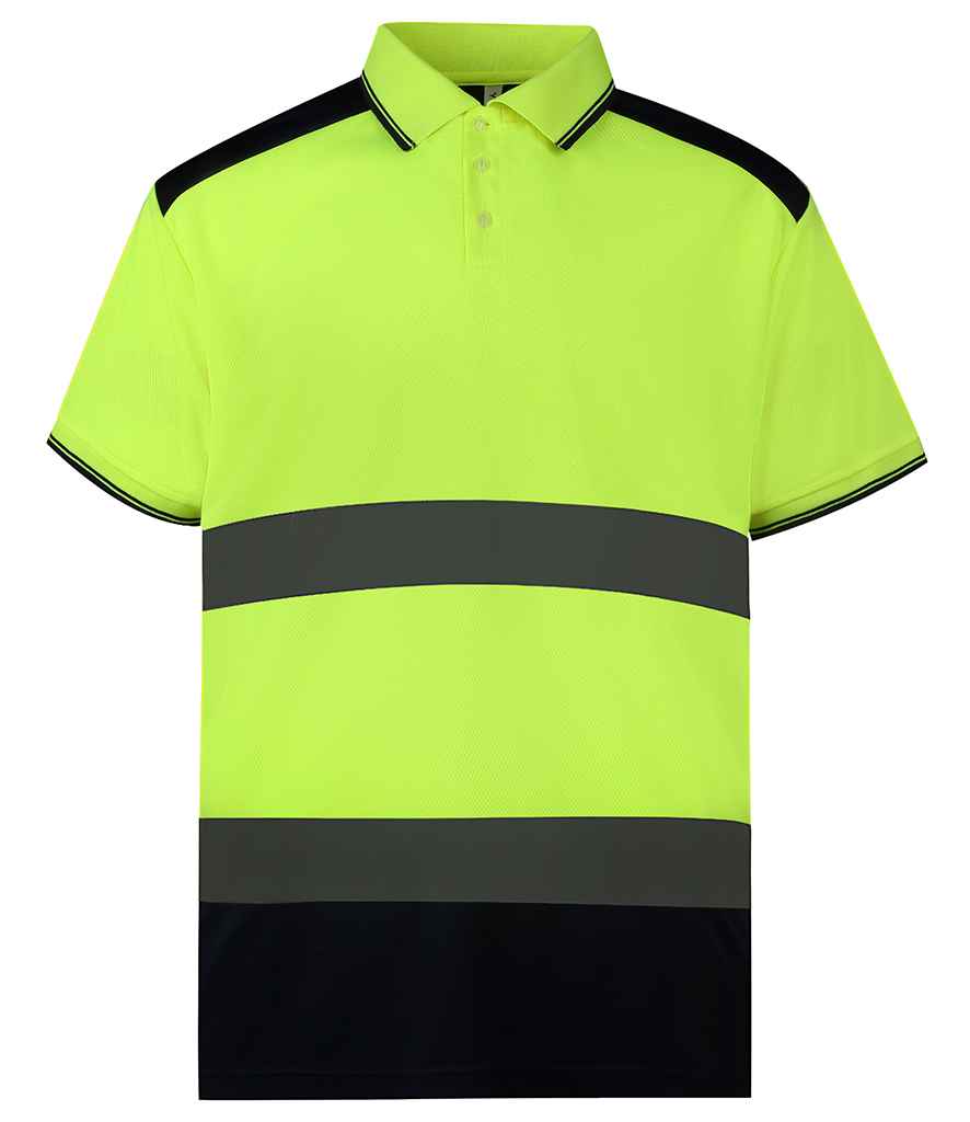 Yoko YK017 Yellow/Navy Front -  Ready to be Printed by Custard Workwear - Cheap Personalised and Customised Workwear in Nottinghamshire, Derbyshire and Leicestershire