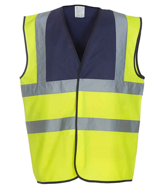 Yoko YK102 Navy/Yellow Front -  Ready to be Printed by Custard Workwear - Cheap Personalised and Customised Workwear in Nottinghamshire, Derbyshire and Leicestershire