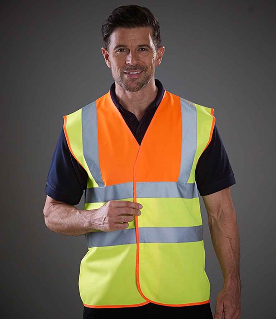 Yoko YK102 Orange/Yellow Model -  Ready to be Printed by Custard Workwear - Cheap Personalised and Customised Workwear in Nottinghamshire, Derbyshire and Leicestershire