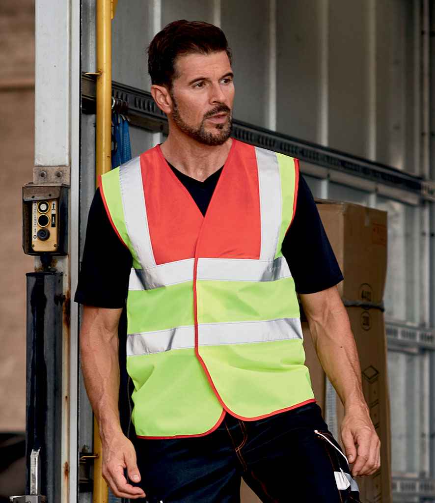 Yoko YK102 Red/Yellow Model -  Ready to be Printed by Custard Workwear - Cheap Personalised and Customised Workwear in Nottinghamshire, Derbyshire and Leicestershire