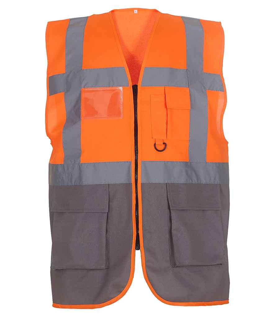 Yoko YK103 Orange/Grey Front -  Ready to be Printed by Custard Workwear - Cheap Personalised and Customised Workwear in Nottinghamshire, Derbyshire and Leicestershire