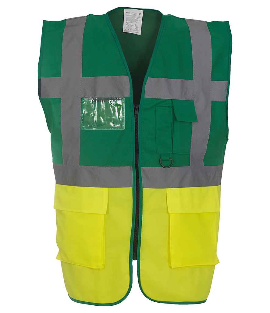 Yoko YK103 Paramedic Green/Yellow Front -  Ready to be Printed by Custard Workwear - Cheap Personalised and Customised Workwear in Nottinghamshire, Derbyshire and Leicestershire
