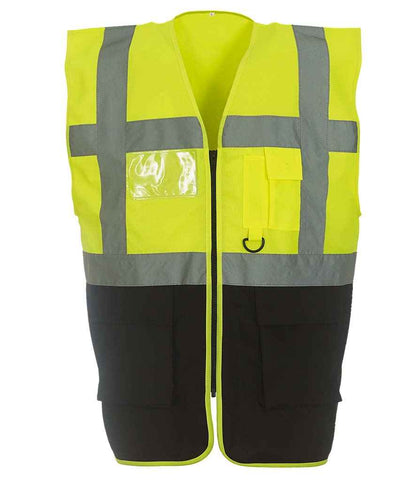 Yoko YK103 Yellow/Black Front -  Ready to be Printed by Custard Workwear - Cheap Personalised and Customised Workwear in Nottinghamshire, Derbyshire and Leicestershire