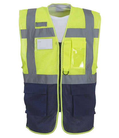 Yoko YK107 Yellow/Navy Front -  Ready to be Printed by Custard Workwear - Cheap Personalised and Customised Workwear in Nottinghamshire, Derbyshire and Leicestershire
