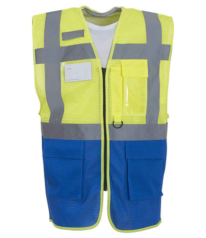 Yoko YK107 Yellow/Royal Blue Front -  Ready to be Printed by Custard Workwear - Cheap Personalised and Customised Workwear in Nottinghamshire, Derbyshire and Leicestershire