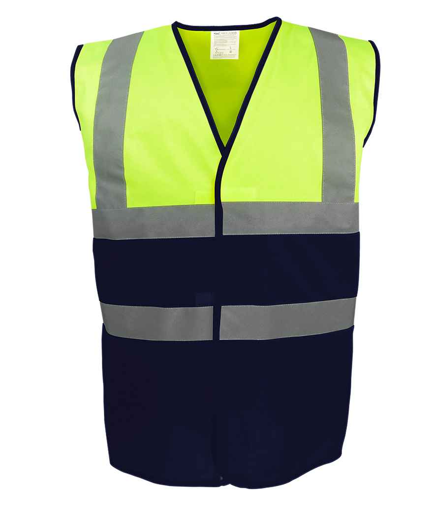 Yoko YK111 Yellow/Navy Front -  Ready to be Printed by Custard Workwear - Cheap Personalised and Customised Workwear in Nottinghamshire, Derbyshire and Leicestershire