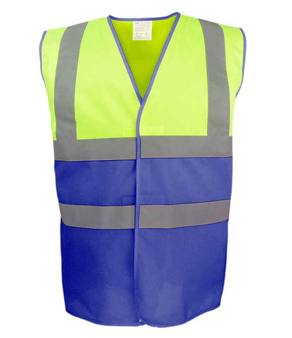 Yoko YK111 Yellow/Royal Blue Front -  Ready to be Printed by Custard Workwear - Cheap Personalised and Customised Workwear in Nottinghamshire, Derbyshire and Leicestershire