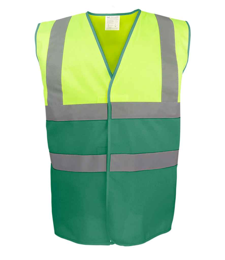 Yoko YK111 Yellow/Paramedic Green Front -  Ready to be Printed by Custard Workwear - Cheap Personalised and Customised Workwear in Nottinghamshire, Derbyshire and Leicestershire
