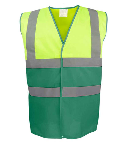 Yoko YK111 Yellow/Paramedic Green Front -  Ready to be Printed by Custard Workwear - Cheap Personalised and Customised Workwear in Nottinghamshire, Derbyshire and Leicestershire