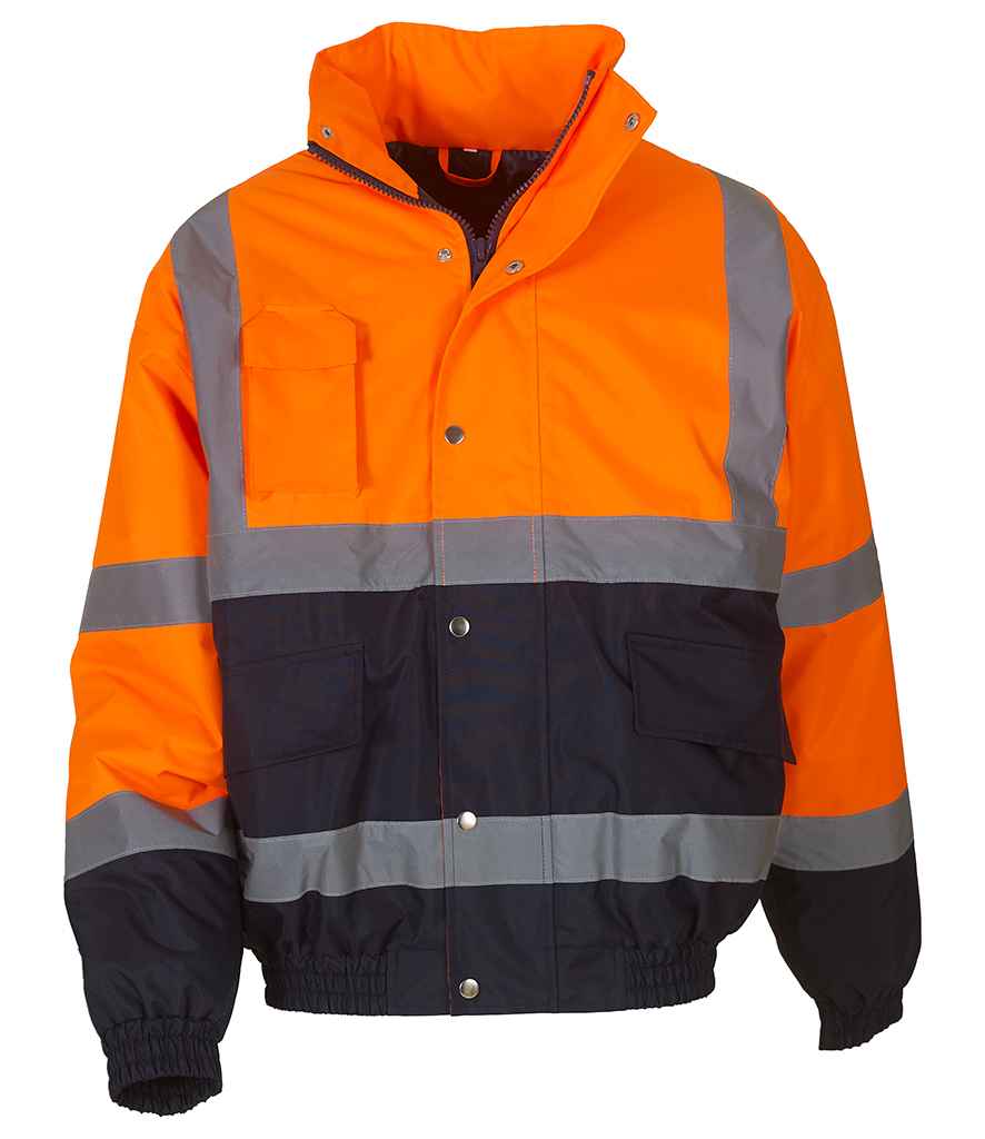 Yoko YK201 Orange/Navy Front -  Ready to be Embroidered and Printed by Custard Workwear - Cheap Personalised and Customised Workwear in Nottinghamshire, Derbyshire and Leicestershire