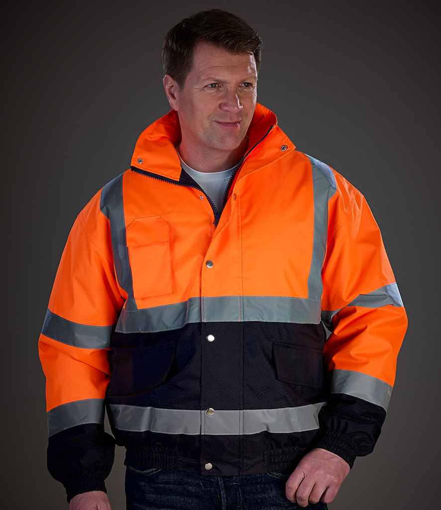 Yoko YK201 Orange/Navy Model -  Ready to be Embroidered and Printed by Custard Workwear - Cheap Personalised and Customised Workwear in Nottinghamshire, Derbyshire and Leicestershire
