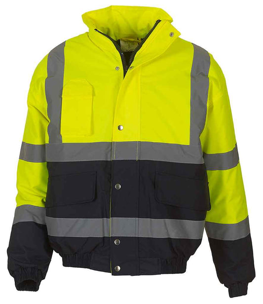 Yoko YK201 Yellow/Navy Front -  Ready to be Embroidered and Printed by Custard Workwear - Cheap Personalised and Customised Workwear in Nottinghamshire, Derbyshire and Leicestershire