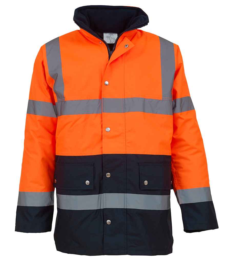 Yoko YK204 Orange/Navy Front -  Ready to be Embroidered and Printed by Custard Workwear - Cheap Personalised and Customised Workwear in Nottinghamshire, Derbyshire and Leicestershire