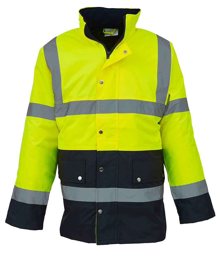 Yoko YK204 Yellow/Navy Front -  Ready to be Embroidered and Printed by Custard Workwear - Cheap Personalised and Customised Workwear in Nottinghamshire, Derbyshire and Leicestershire