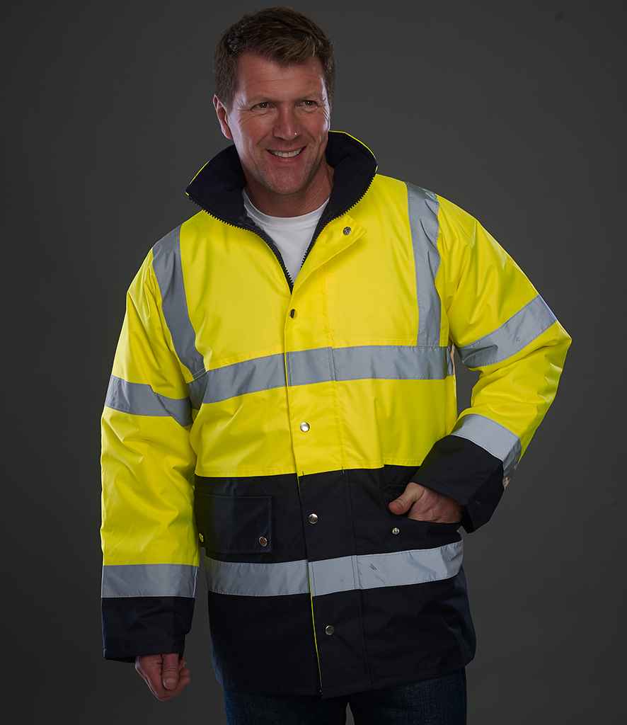 Yoko YK204 Yellow/Navy Model -  Ready to be Embroidered and Printed by Custard Workwear - Cheap Personalised and Customised Workwear in Nottinghamshire, Derbyshire and Leicestershire