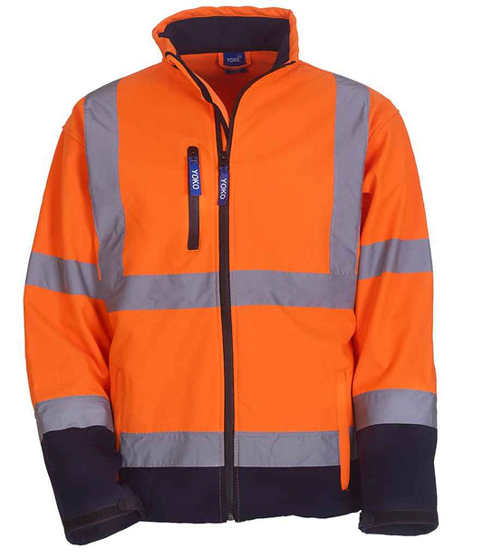 Yoko YK206 Orange/Navy Front -  Ready to be Embroidered and Printed by Custard Workwear - Cheap Personalised and Customised Workwear in Nottinghamshire, Derbyshire and Leicestershire