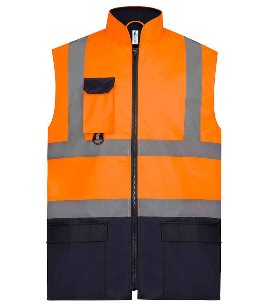 Yoko YK215 Orange/Navy Front -  Ready to be  by Custard Workwear - Cheap Personalised and Customised Workwear in Nottinghamshire, Derbyshire and Leicestershire