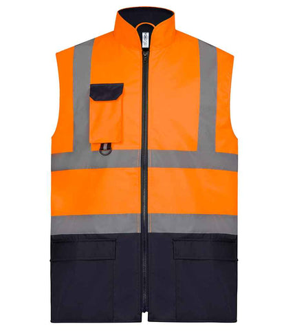 Yoko YK215 Orange/Navy Front -  Ready to be  by Custard Workwear - Cheap Personalised and Customised Workwear in Nottinghamshire, Derbyshire and Leicestershire