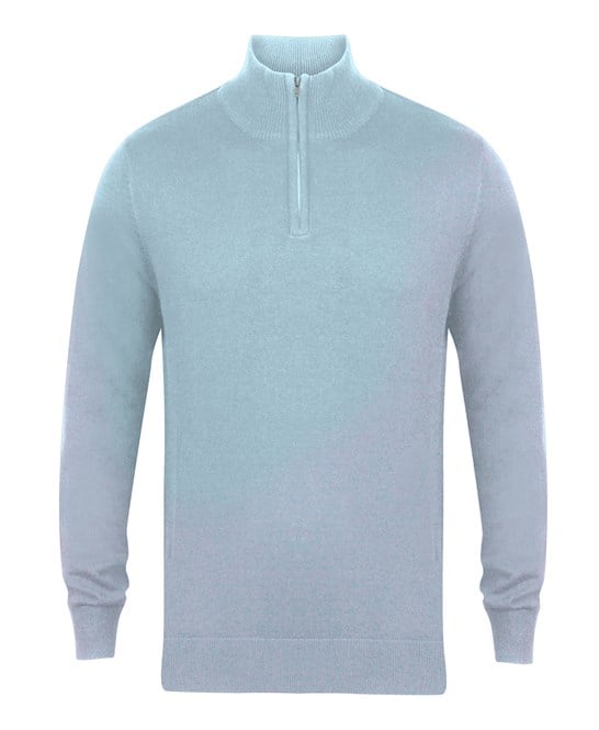 H729 - Zip Neck Sweater | Light Heather Grey